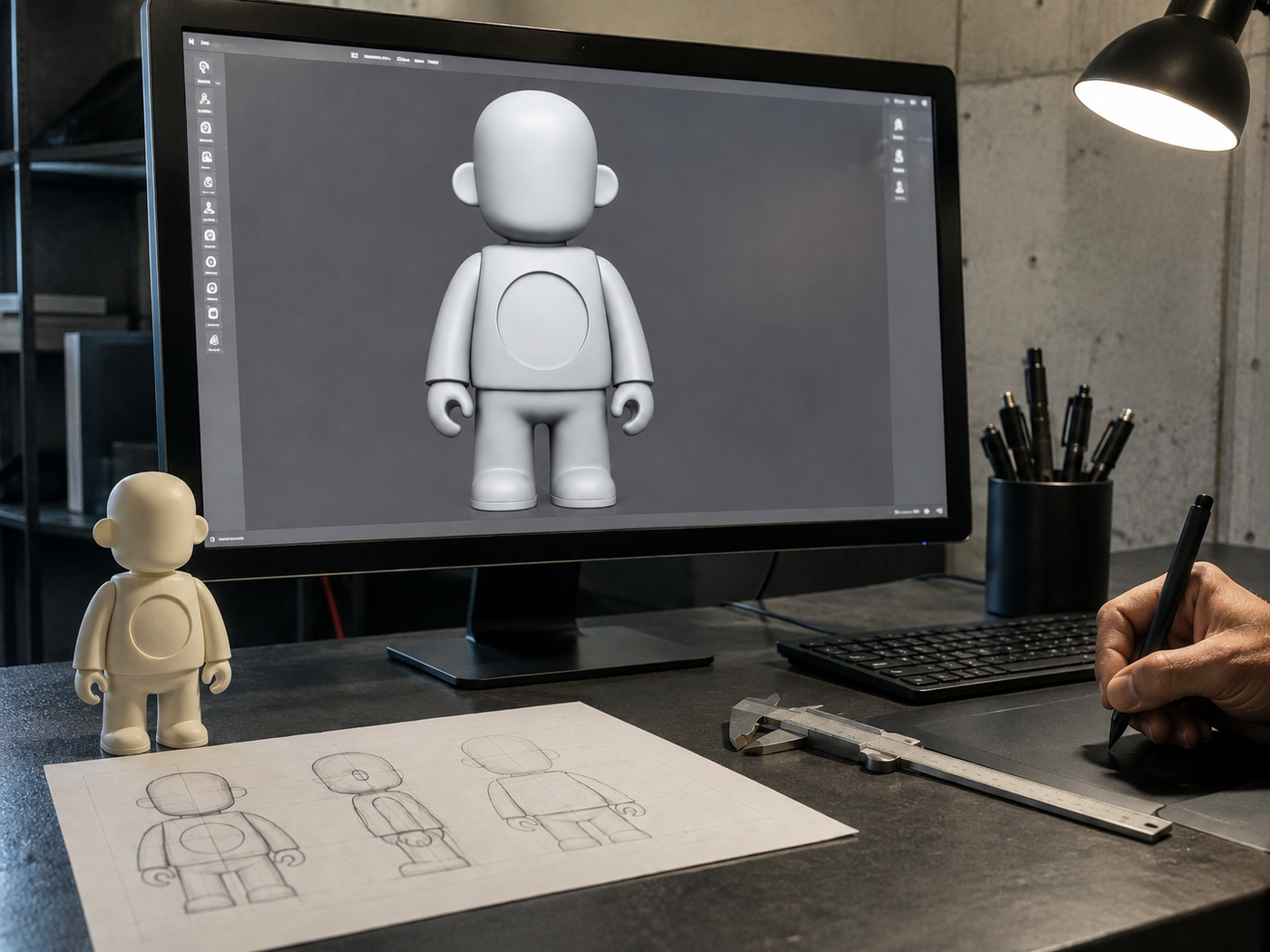 Digital sculpting stage of a SIYBR collectible character