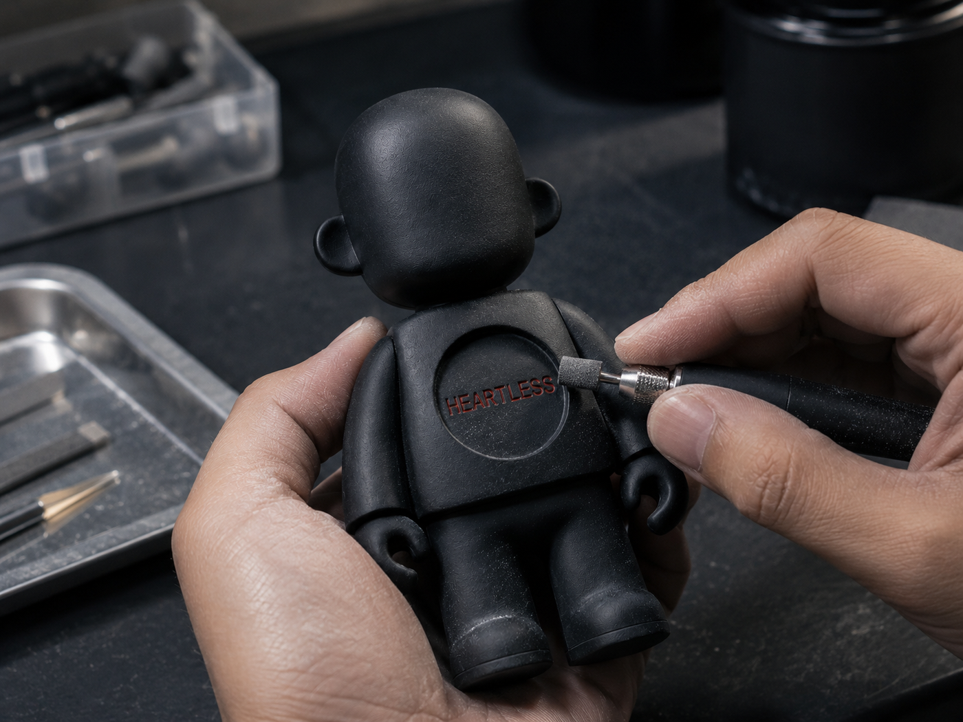Hand sanding and surface finishing stage for a SIYBR resin collectible