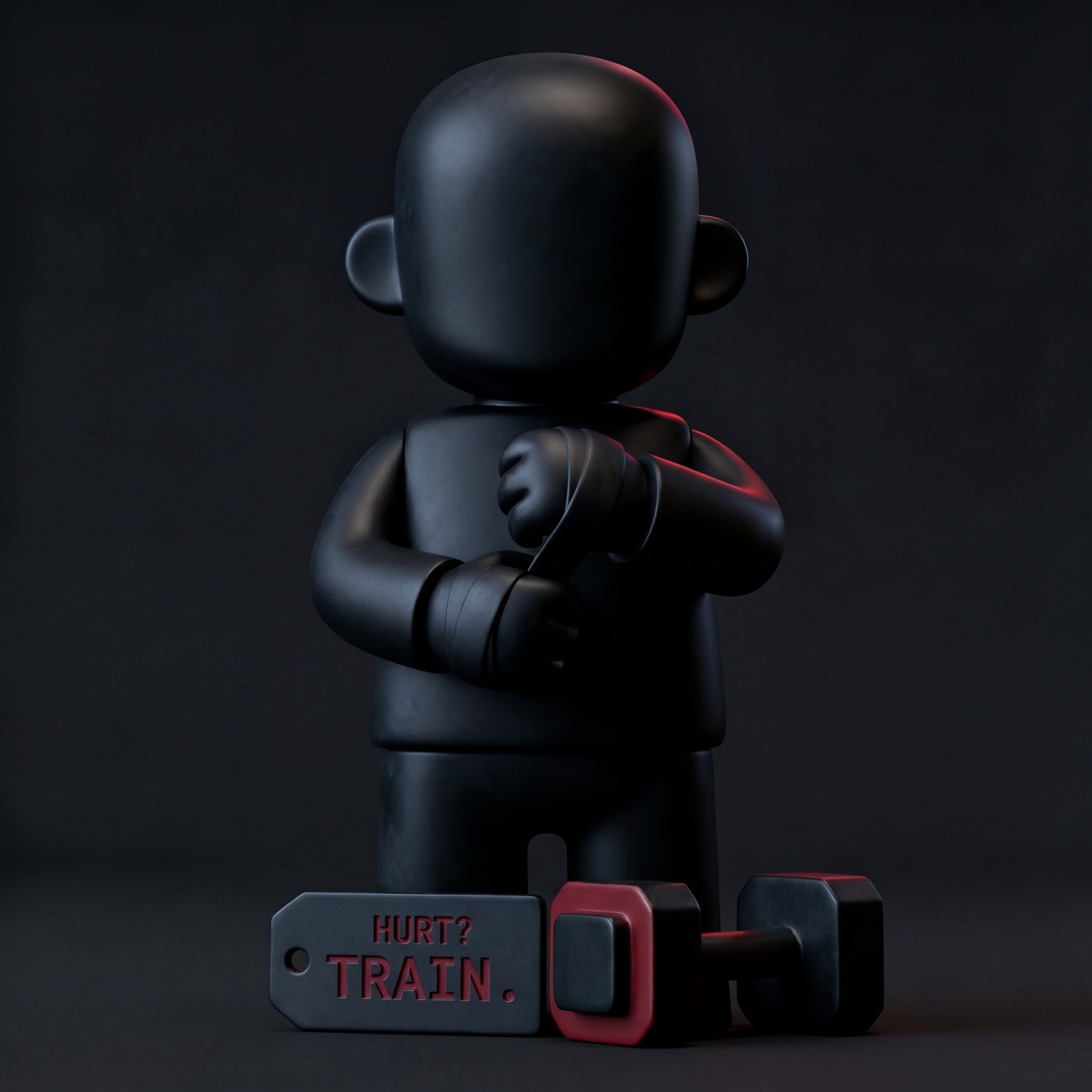 SIYBR "HURT? TRAIN" Gym Motivation Toy - Converting emotional pain into physical power and fitness discipline.