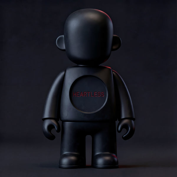SIYBR "HEARTLESS" Signature Art Toy - Matte black resin figure representing emotional resilience and the end of pain.